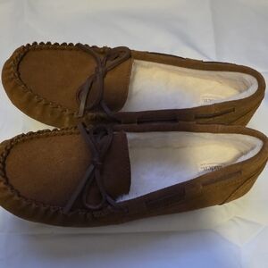 Brown Suede Moccasin Slippers Auden Womens Size 8